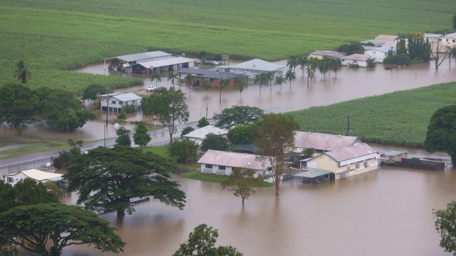 CARDWELL, AUSTRALIA. NewsWire Photos. FEBRUARY 4, 2025. Premier of Queensland David Crisafulli heads for flood affected Cardwell onboard a helicopter to assess the damage, as seen here in the farming region around Macknade. Picture: NewsWire/Adam Head