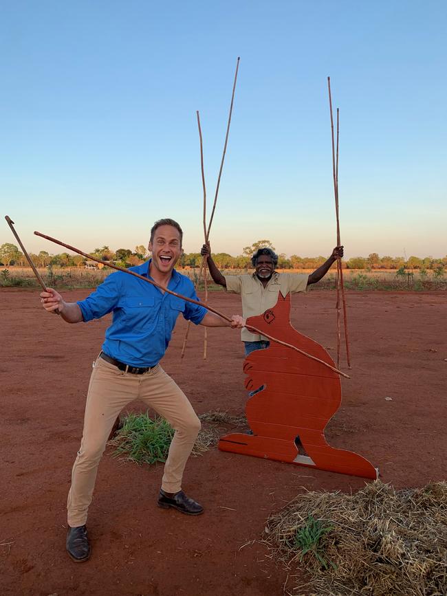 Today Show weather host Tim Davies with Manuel from Top Didj Cultural Experience. Picture: Supplied