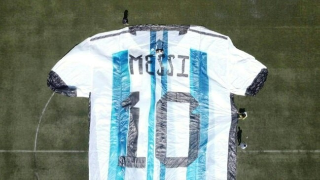 World’s largest inflatable football shirt salutes Messi victory