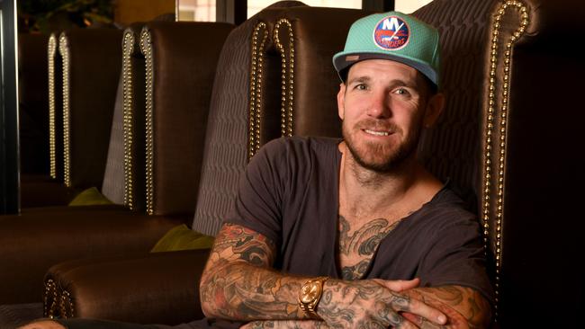 Retired footy champ and I'm a Celebrity star Dane Swan rests up before his Brownlow Twitter efforts. Picture: Tricia Watkinson