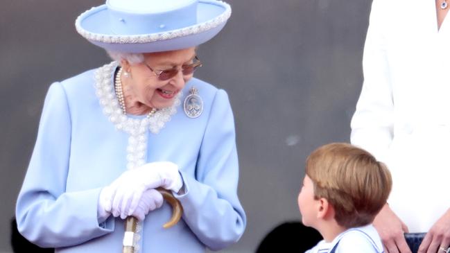 Prince Louis pictured laughing with his late great-grandmother. Picture: Chris Jackson/Getty Images