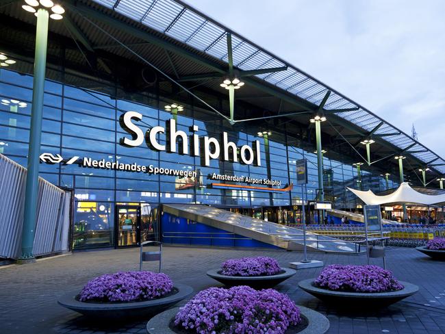 The entrance of Schiphol Airport in Amsterdam.