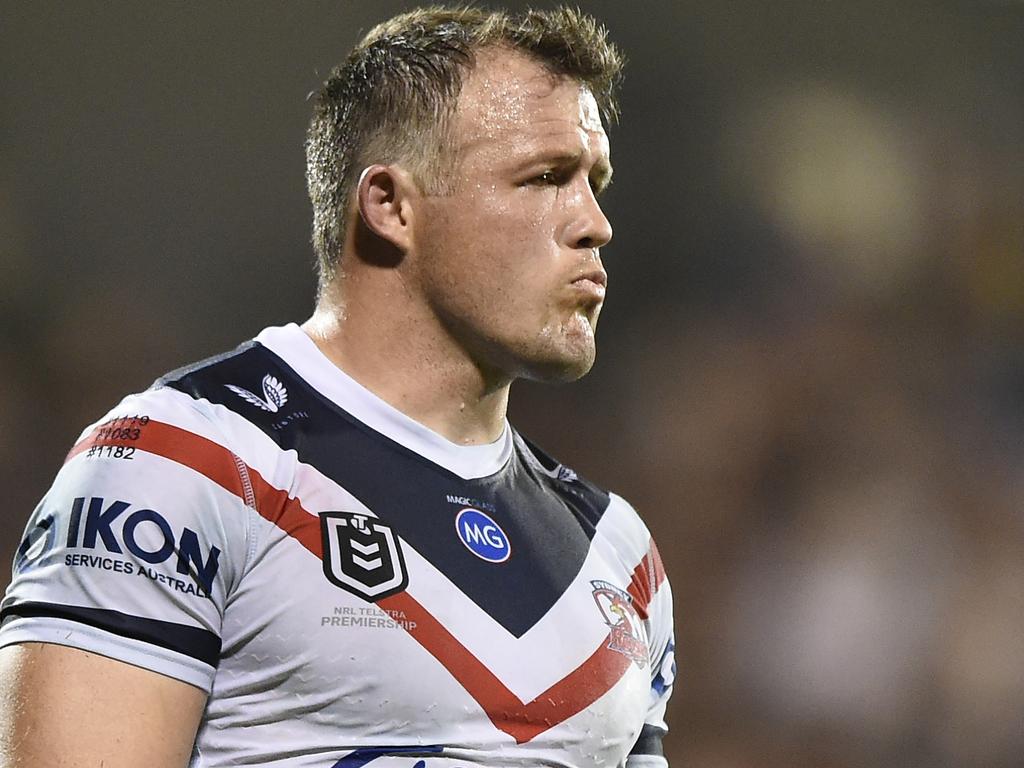 Josh Morris of the Roosters reacts during the NRL Semi-Final match between the Manly Sea Eagles and the Sydney Roosters at BB Print Stadium on September 17, 2021 in Mackay, Australia. Picture: Matt Roberts