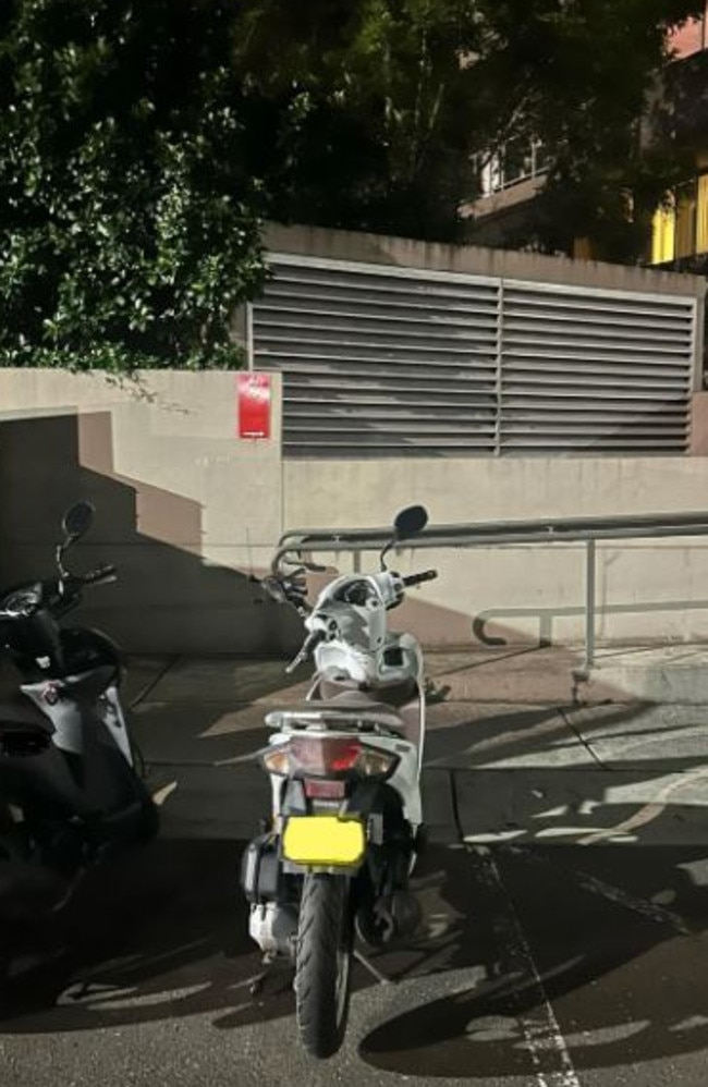 The motorised scooter was within the parking bay but beyond the ‘no stopping’ zone. Picture: Reddit