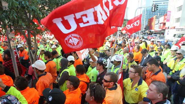 A CFMEU union protest. Picture: Annette Dew