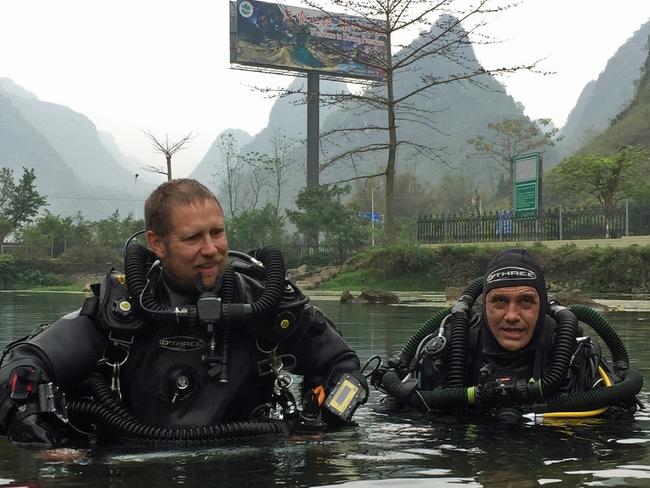 Cave diving experts Dr Richard Harris and Craig Challen in Thailand.