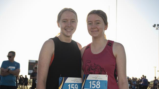 Madeline,15 and Jemma Rasmussen 16, made it back after a solid effort in the 5km event. Run for MI Life. October 17th, 2021 Picture: Marty Strecker