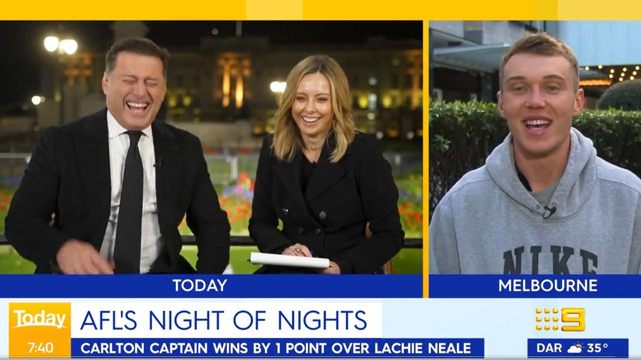 Karl Stefanovic has a laugh on the Today Show. Photo: Twitter, @TheTodayShow.