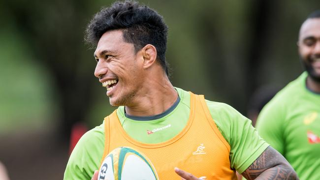 Lopeti Timani at Wallabies training.