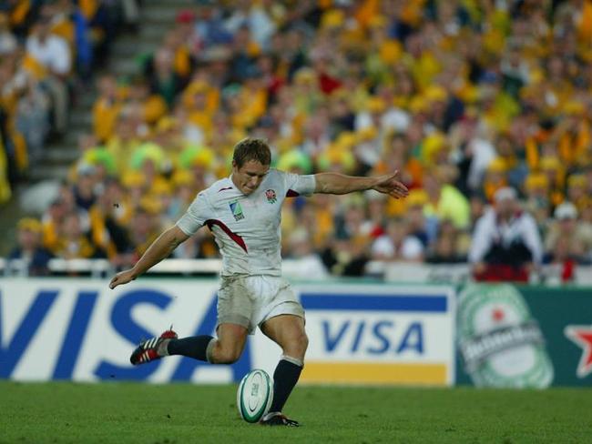 England’s Jonny Wilkinson kicks his winning field goal in the World Cup final against Australia in 2003.