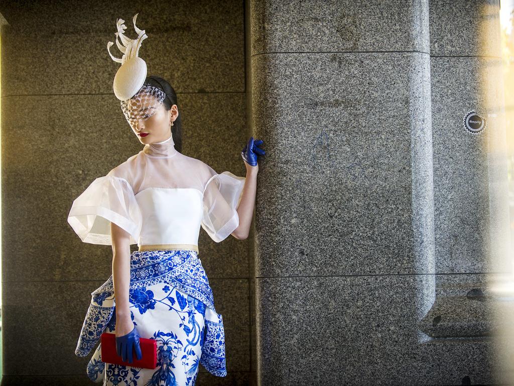 Rowena Kang wearing an outfit designed by Craig Braybrook. Picture: Eugene Hyland