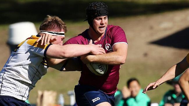 Queensland Schoolboys rugby captain Tom Van der Schyff on the charge. Photo: Karen Watson/Rugby Australia
