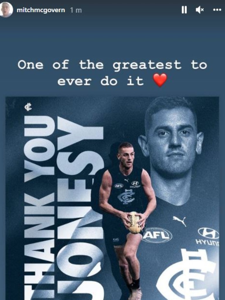 Mitch McGovern was among those to post a message of support for Jones on social media. Picture: Instagram