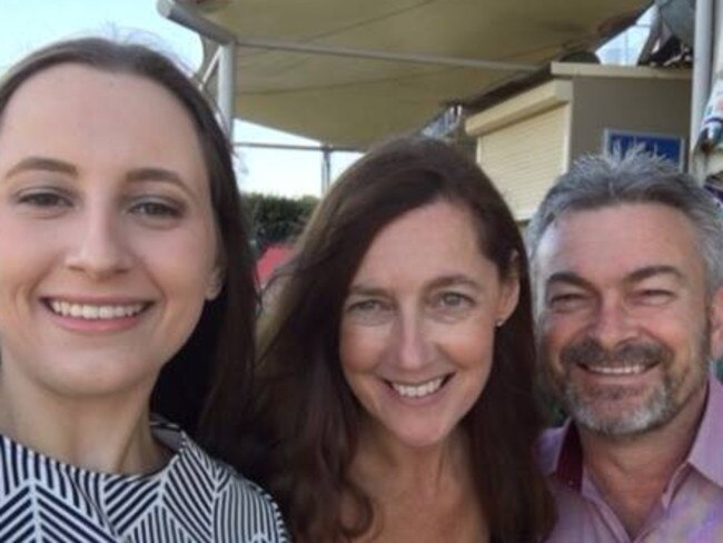 Karen Ristevski (centre) with daughter Sarah and husband Borce.