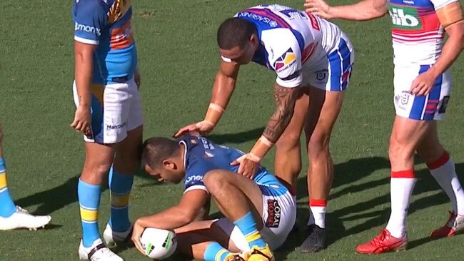 Tyson Frizell checked on Sami after the hit.