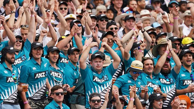 Some of the New Zealand fans in the crowd at the MCG. Picture: AAP