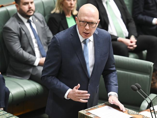 CANBERRA, Australia - NewsWire Photos - August 19, 2024: Leader of the Opposition Peter Dutton in the House Of Representatives at Parliament House in Canberra. Picture: NewsWire / Martin Ollman