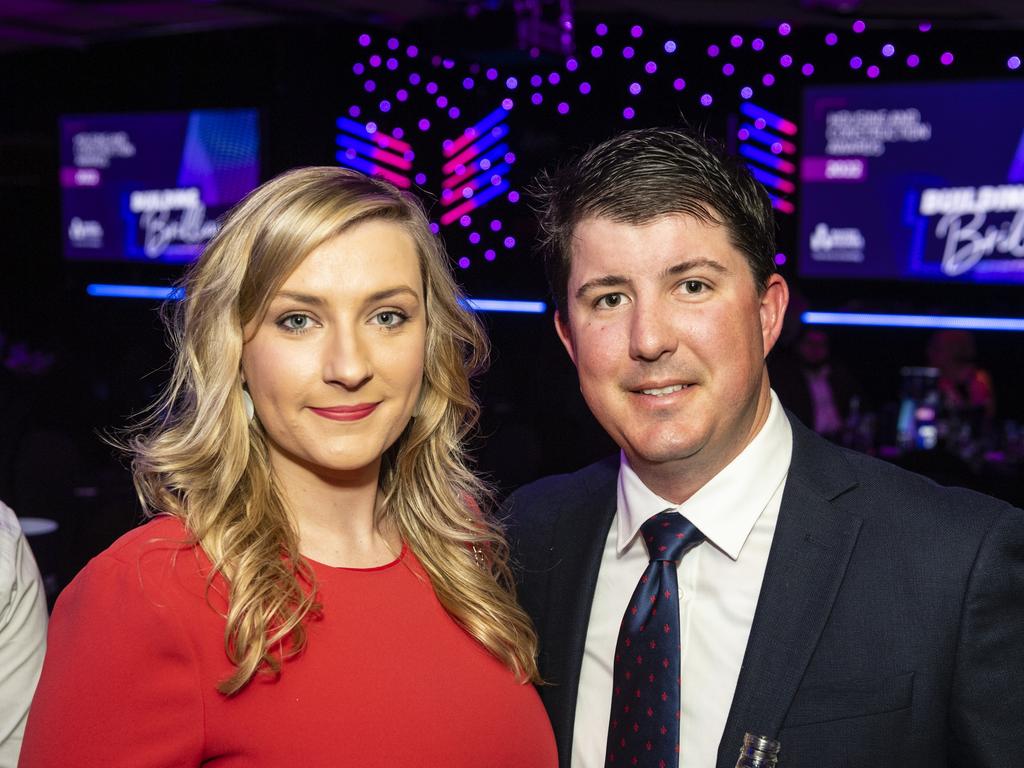 Heidi and Nick Harrigan of Wagners at the Downs and Western Housing and Construction Awards at Rumours International, Friday, July 22, 2022. Picture: Kevin Farmer