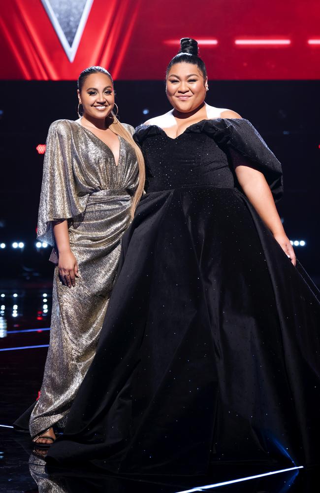 Jessica Mauboy with Faith Sosene on The Voice