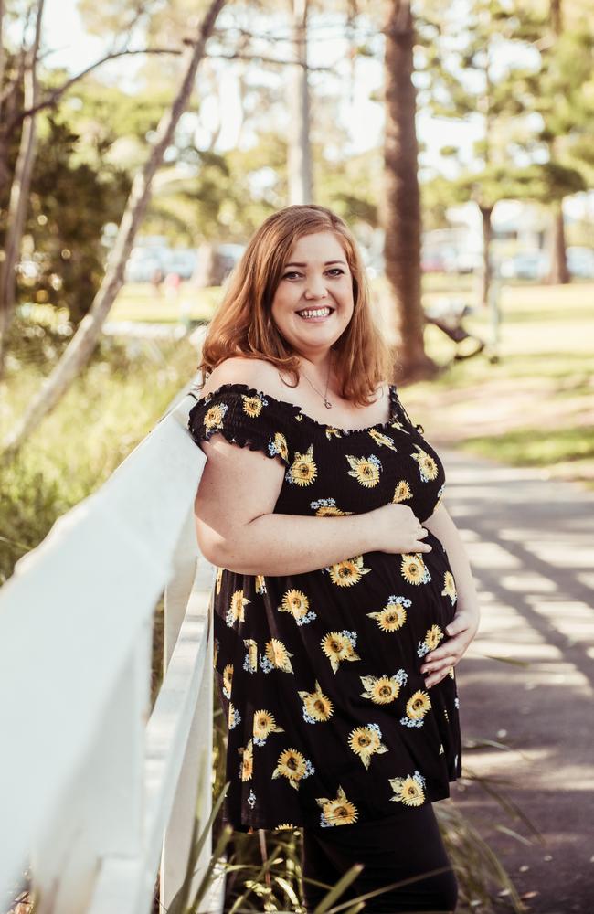 Kristy Muir of Brisbane is expecting her first child at the end of April 2020. Picture: Lucy Kinbacher Photography