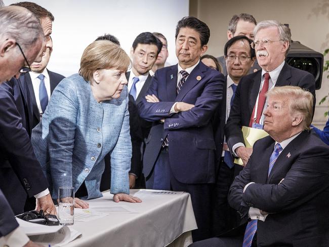 German Chancellor Angela Merkel reportedly copped a hit of candy diplomacy from US President Donald Trump. Picture: Jesco Denzel/Getty