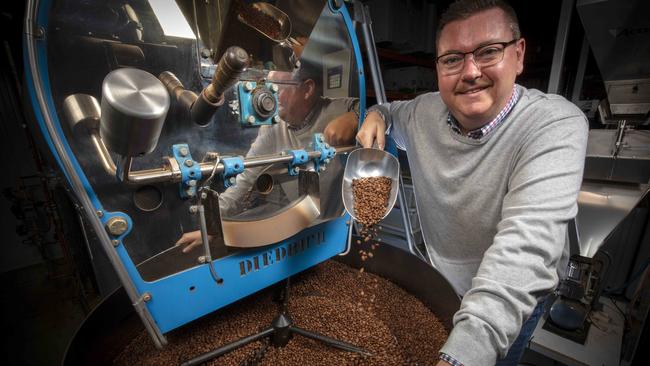 Presstwood Coffee director with his freshly roasted beans in Welland. Picture Emma Brasier