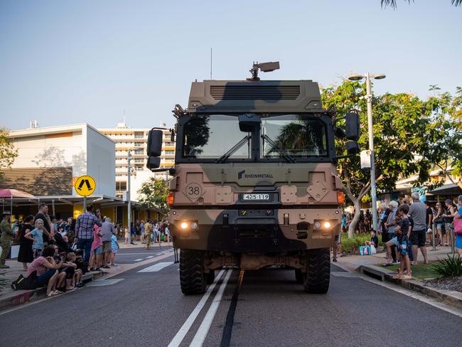 More than 200 soldiers from 8th/12th Regiment, Royal Australian Artillery at the Freedom of Entry march through Palmerston on Friday. Picture: Pema Tamang Pakhrin