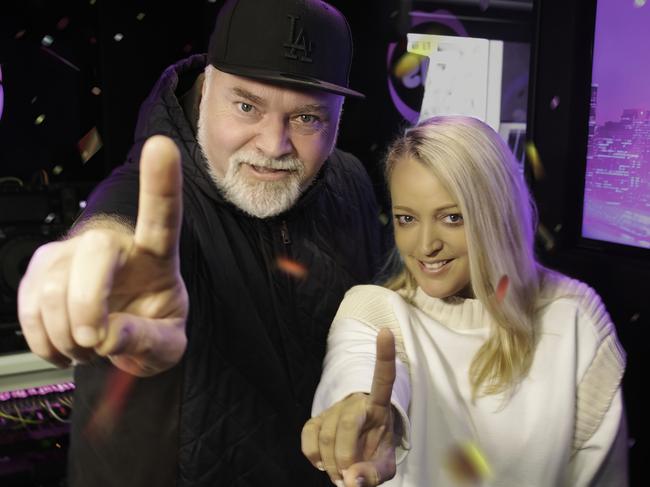 Radio host Kyle Sandilands (left) breached broadcast standards and Jackie O.