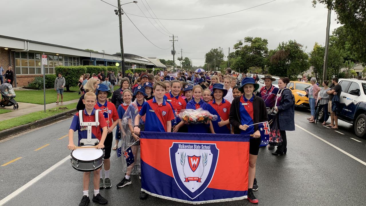 Walkerston State School led the Anzac Day march in Walkerston on April 25, 2022. Picture: Duncan Evans