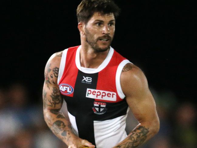 JLT Community Series. Melbourne v St Kilda at Casey Fields, Cranbourne. St Kilda's Koby Stevens   . Pic: Michael Klein