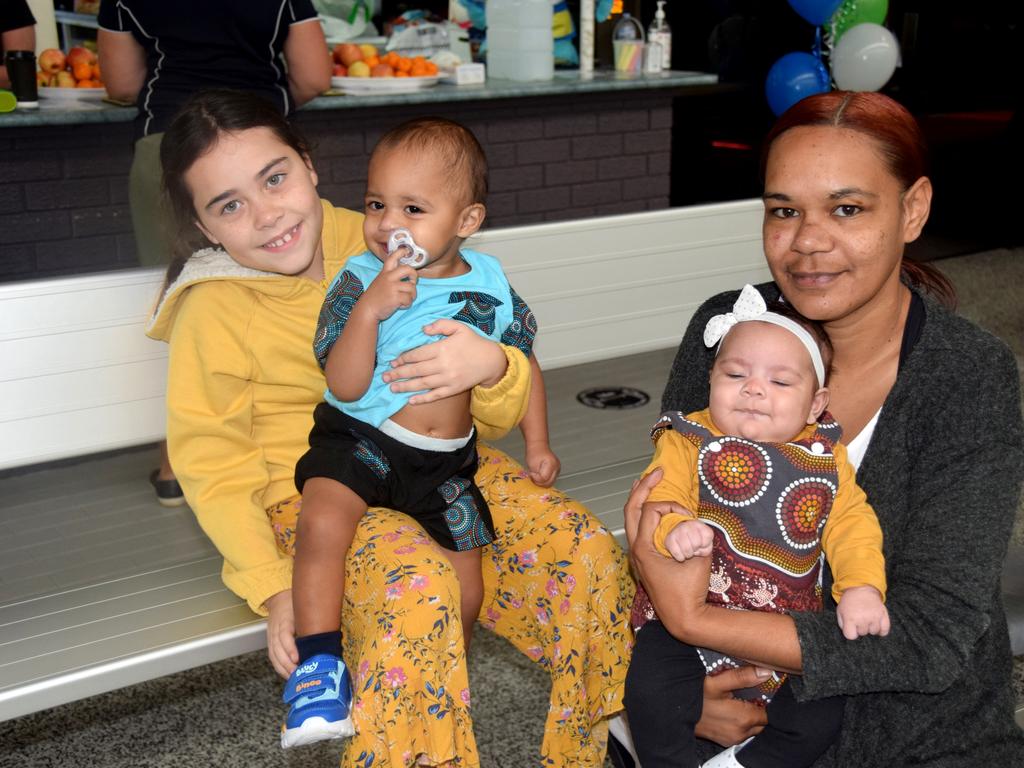 Djlaren-Harlow and Alissa, Kateena Kemp and Naiche Ross-Miller at the NAIDOC Baby Show 2021