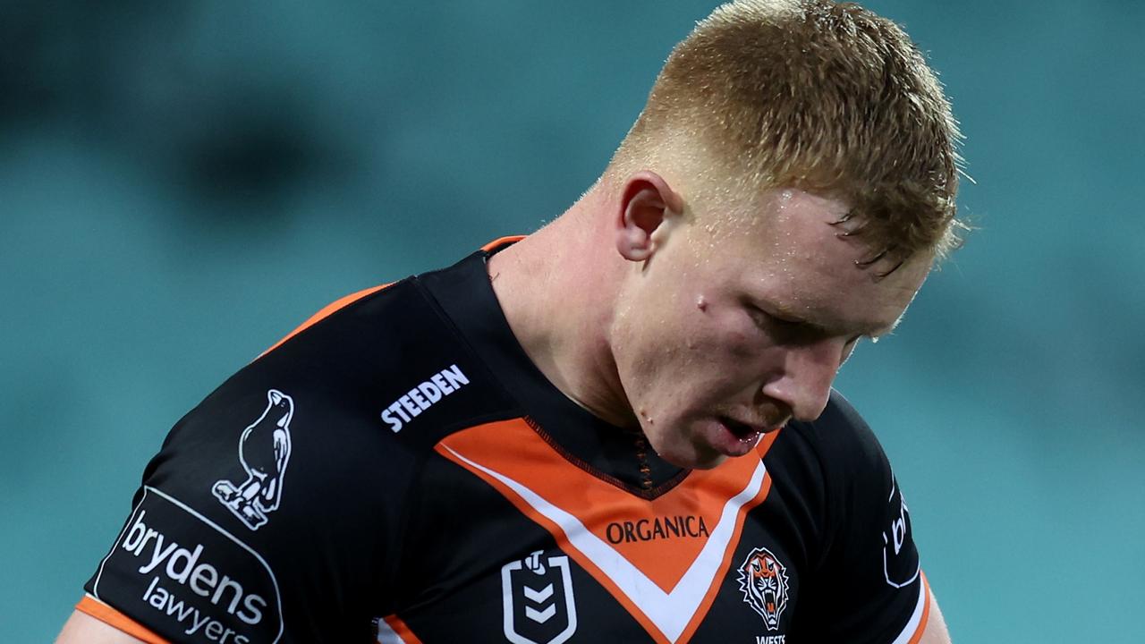 Alex Seyfarth dejected during the loss. Picture: Scott Gardiner / Getty Images