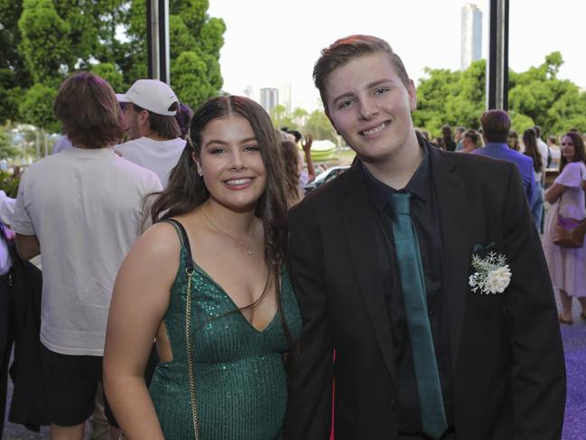 Isabelle Nelson and William Forrest at the Coomera Anglican College Formal at HOTA. Picture: Marcelo Lang.