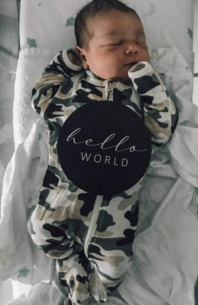 Baby Nate Andersen who was born at Mackay Base Hospital on March 23, 2021. Ms Puddy says her artery was cut during a caesarean. Picture: Contributed