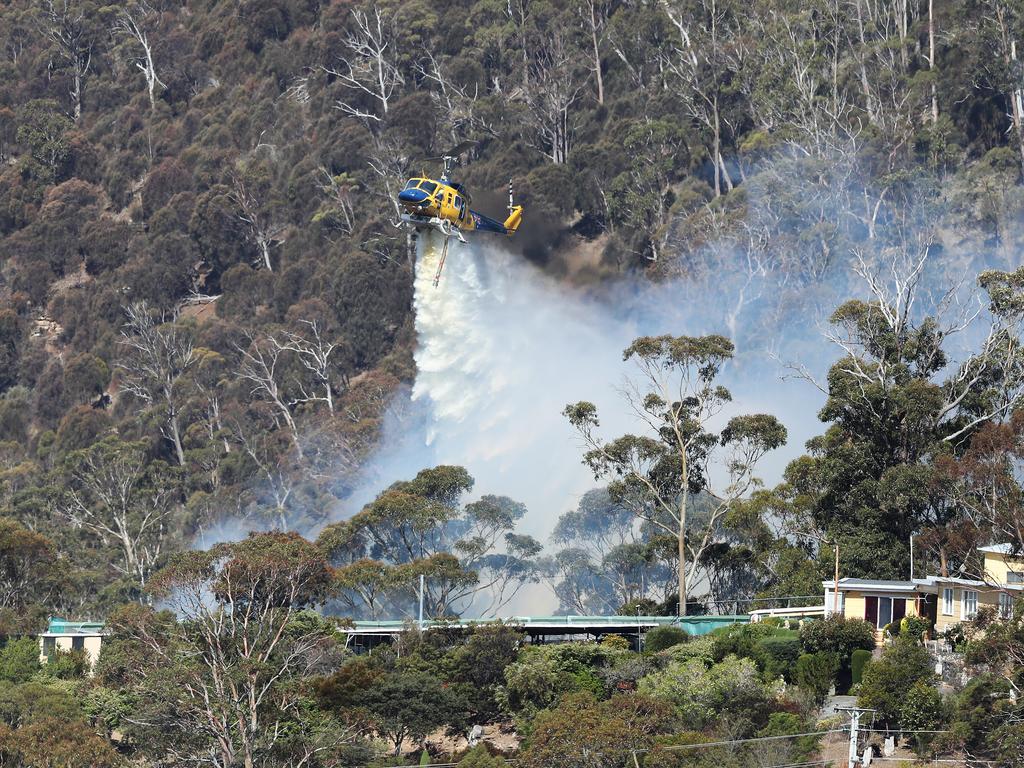 Property called 'No Where' being water bombed. Bushfire on Collinsvale Road Glenlusk. Picture: NIKKI DAVIS-JONES