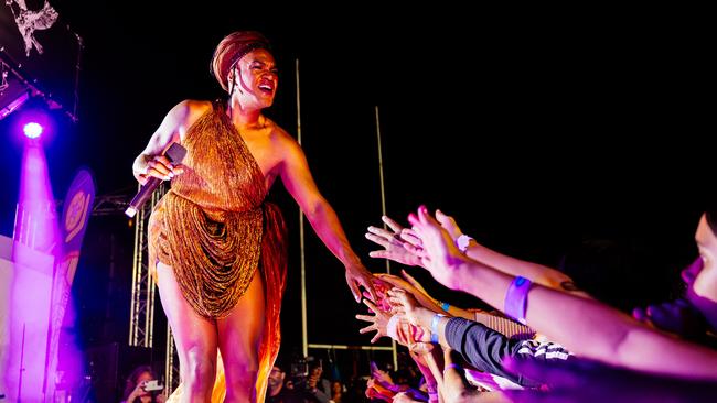 Electric Fields' Zaachariaha Fielding performs at the Yarrabah Music and Cultural Festival in October 2023. Picture: Mitch Lowe Photo