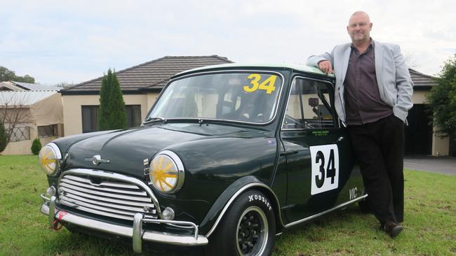 Wodonga’s Keith Collins with his 1963 racing Morris Mini Cooper.