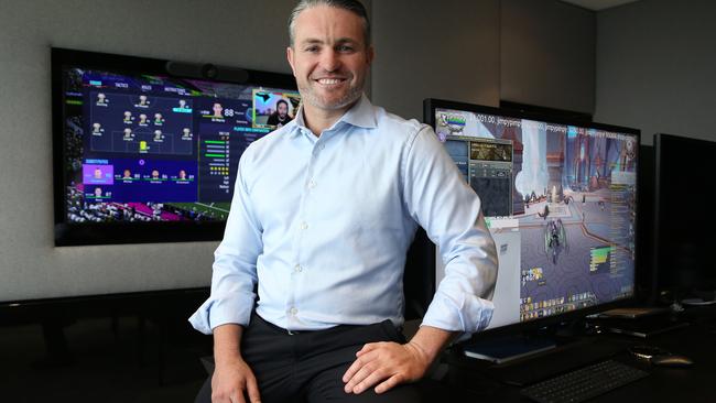 Clayton Larcombe in 2021 as he launched Australia's first e-sports investment fund. Picture: Britta Campion