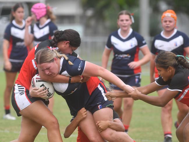 Kirwan State High School hosts St Patrick's College, Mackay, in round 1 of the 2025 Aaron Payne Cup. Senior Girls. Picture: Evan Morgan