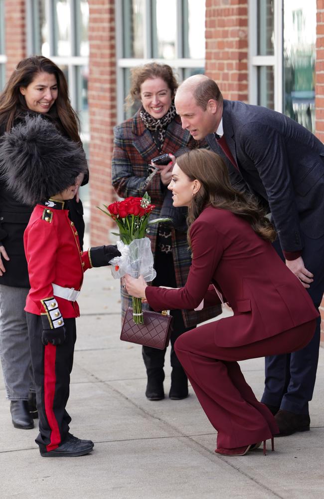 Despite controvery surrounding the documentary, the couple put on a brave face as they embarked on a visit to Greentown Labs, a climate innovation company, intereacting with emotional fans as they walked. Picture: Getty Images