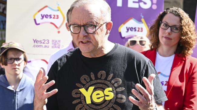 Anthony Albanese meets with Yes23 volunteers in Canberra. Picture: Martin Ollman/NCA NewsWire