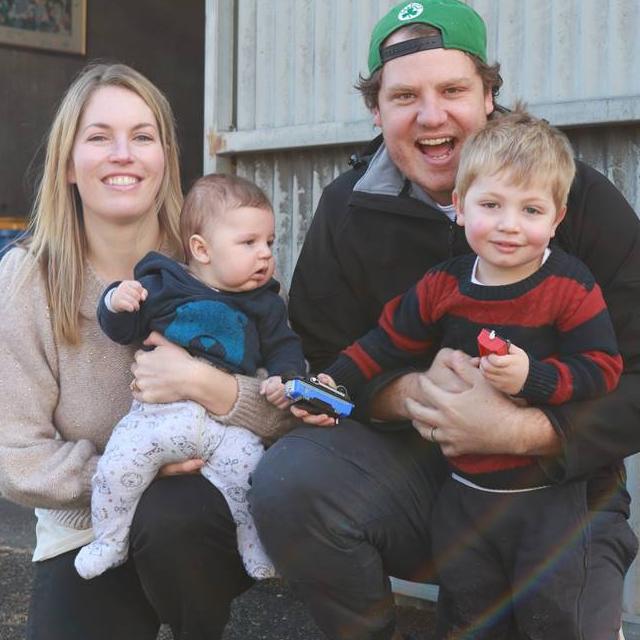 Jaimee Rogers with her husband Dave and two sons Archer (4 months old) and Hudson (2). Picture: Supplied