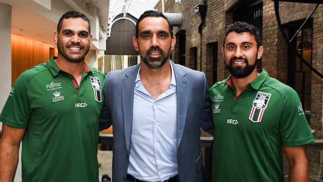 Adam Goodes with Greg Inglis and Alex Johnston.