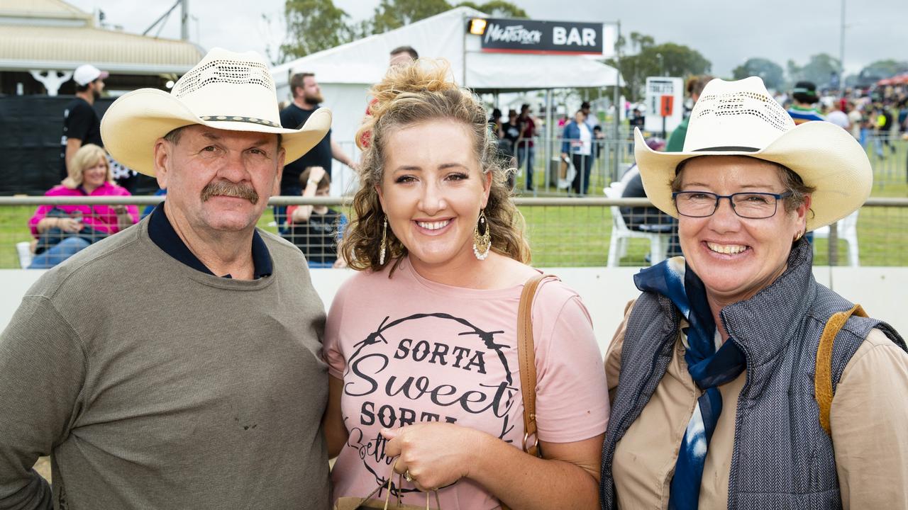 At Meatstock are (from left) Mark, Kelly and Jenny Moore at Toowoomba Showgrounds, Saturday, April 9, 2022. Picture: Kevin Farmer