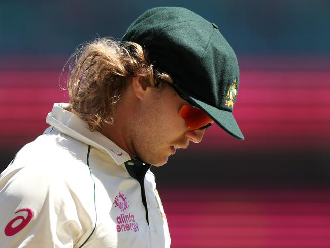 SYDNEY, AUSTRALIA - JANUARY 09: Will Pucovski of Australia is seen fielding in the outfield during day three of the Third Test match in the series between Australia and India at Sydney Cricket Ground on January 09, 2021 in Sydney, Australia. (Photo by Mark Kolbe/Getty Images)