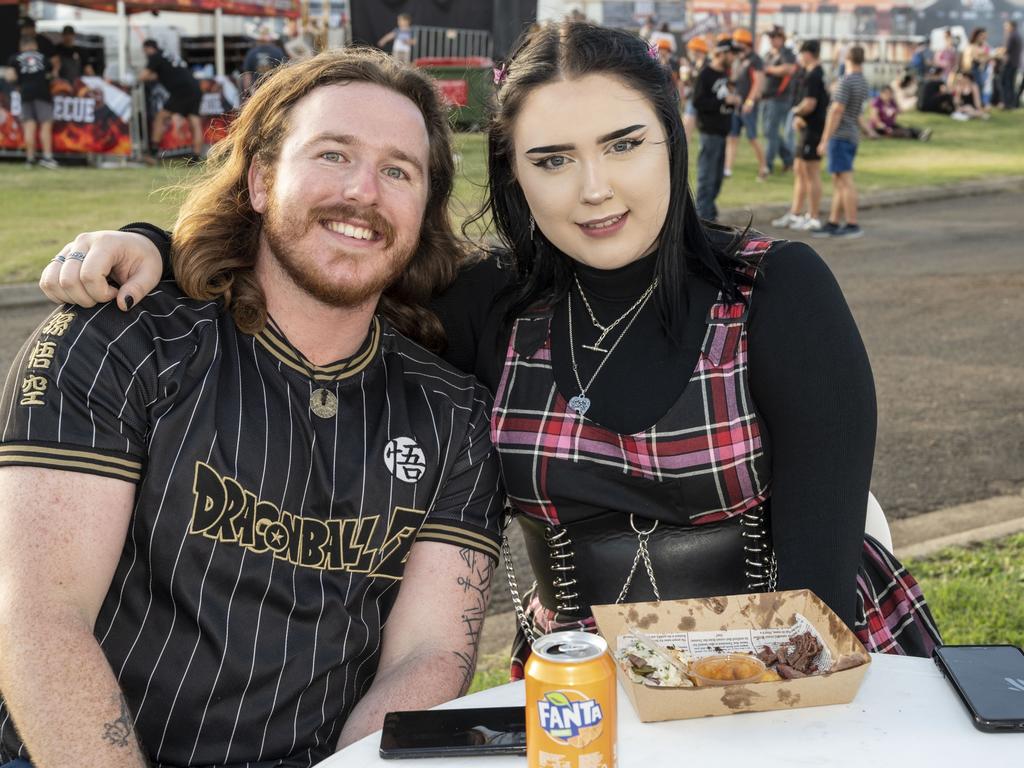 Josh Amps and Caity Fielder at Meatstock, Toowoomba Showgrounds. Friday, April 8, 2022. Picture: Nev Madsen.