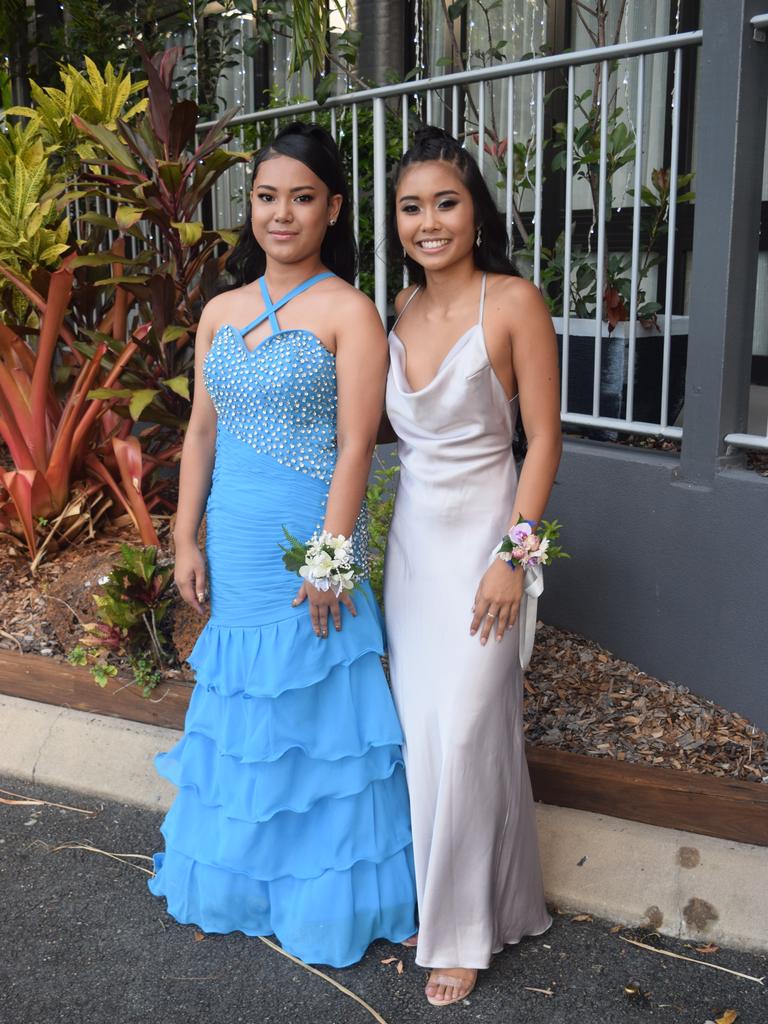 Gwyneth Ramirez and Emily Buenamente at the Whitsunday Christian College school formal. Picture: Laura Thomas