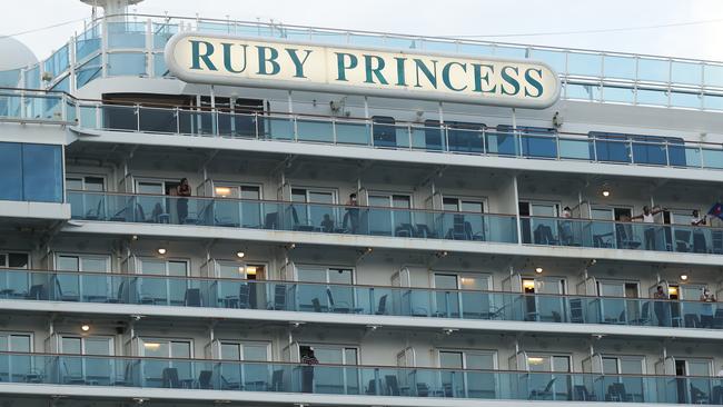 The Ruby Princess cruise ship departs from Port Kembla. Picture: Getty