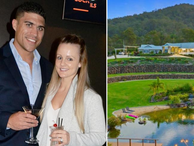 Mark Swanepoel, pictured with wife Sammi, and the lavish Bonogin estate for sale