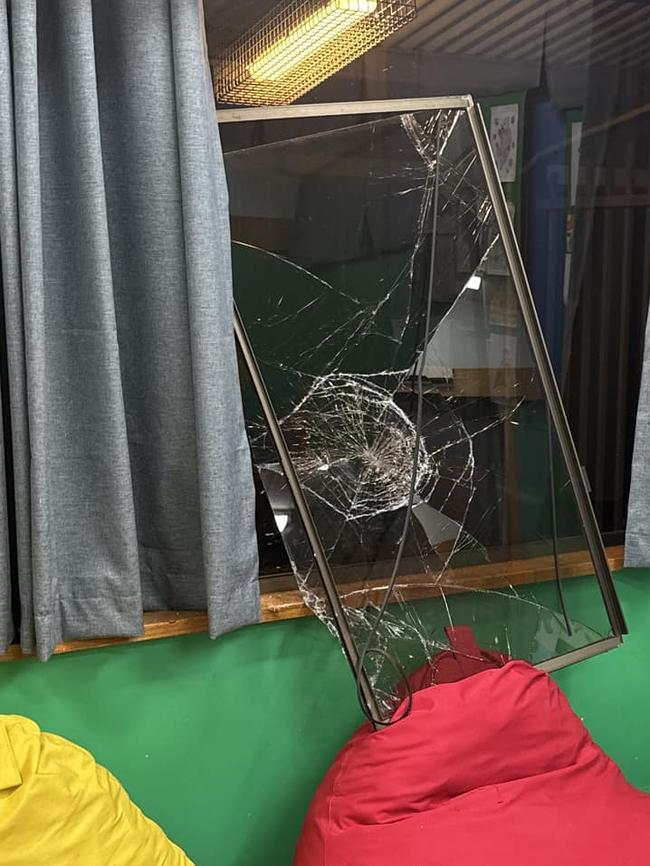 Vandalism to Barkly Regional Council buildings in Tennant Creek, April 2025. Picture: Sid Vashist/ Facebook